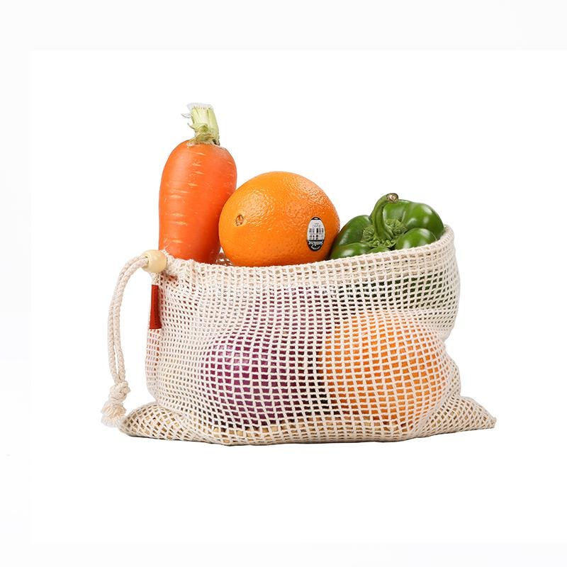 Organic Cotton Fabric Drawstring Cotton Mesh Bag5