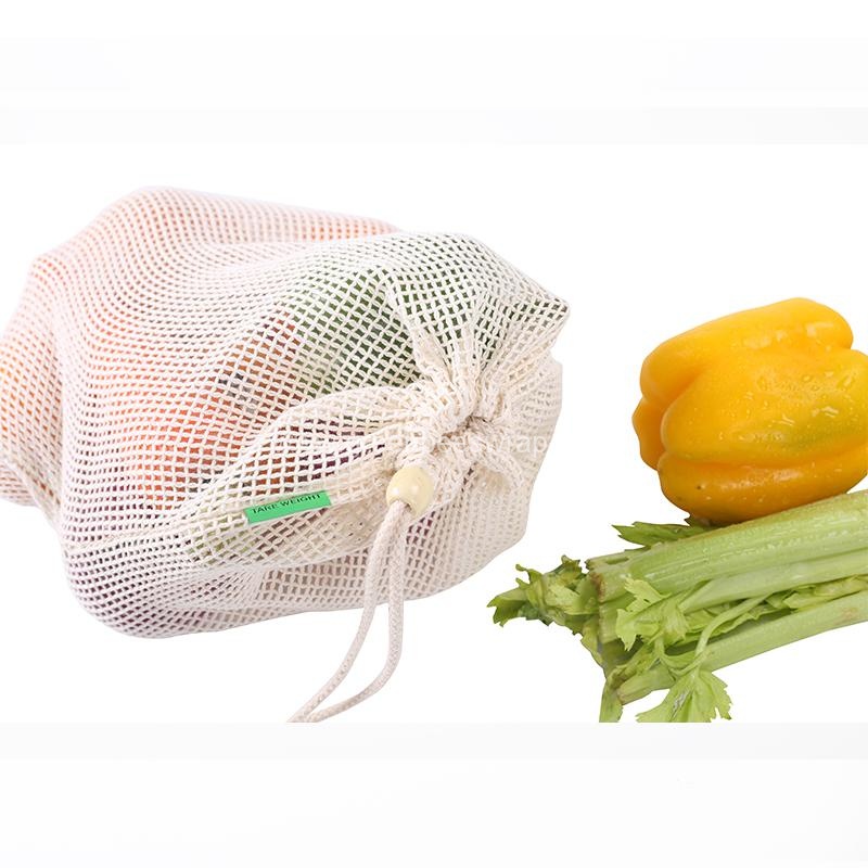 Organic Cotton Fabric Drawstring Cotton Mesh Bag6