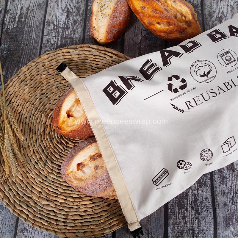 Reusable Buckle TPU liner Organic Cotton Bread bag5